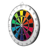 Kleurrijke kunstbordregenboog met zwart dartbord (Voorkant Rechts)