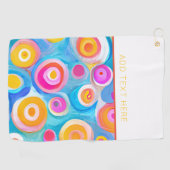 Kleurrijke kunstcirkels EIGEN TEKST Sportplezier Golfhanddoek (Horizontaal)