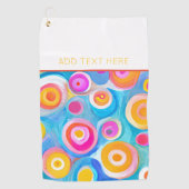 Kleurrijke kunstcirkels EIGEN TEKST Sportplezier Golfhanddoek (Voorkant)