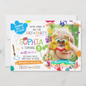 Kleurrijke kunstenaarsuitnodiging met verfvlekken kaart (Voorkant)