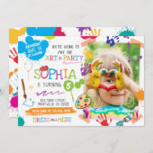 Kleurrijke kunstenaarsuitnodiging met verfvlekken kaart (Voorkant / Achterkant)