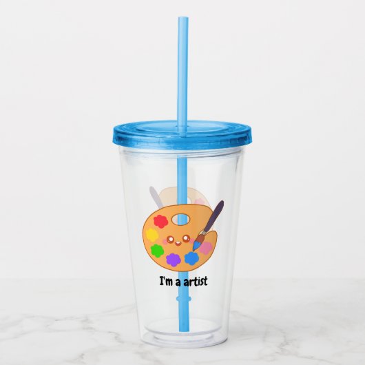 Kleurrijke kunstenaarsverf acryl drinkbeker (Voorkant)