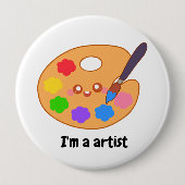 Kleurrijke kunstenaarsverf ronde button 4,0 cm (Voorkant)