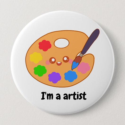 Kleurrijke kunstenaarsverf ronde button 4,0 cm (Voorkant)