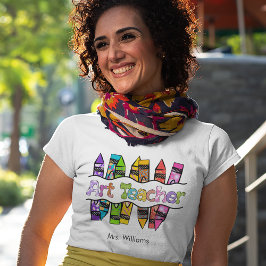 Kleurrijke kunstlerarentekst met Crayons T-shirt