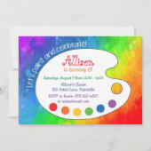 Kleurrijke kunstpartij, uitnodiging voor schildpad (Voorkant)