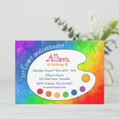 Kleurrijke kunstpartij, uitnodiging voor schildpad (Staand voorkant)