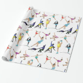 Kleurrijke kunstschaatsers in beweging cadeaupapier (Uitgerold)