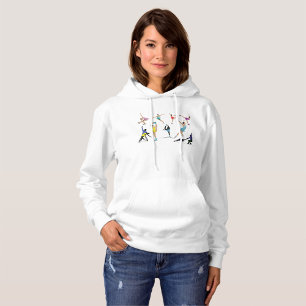 Kleurrijke kunstschaatsers in beweging hoodie