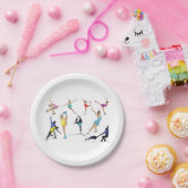 Kleurrijke kunstschaatsers in beweging papieren bordje (Feest)