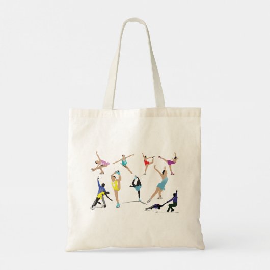 Kleurrijke Kunstschaatsers op het Ijs in Beweging Tote Bag (Achterkant)