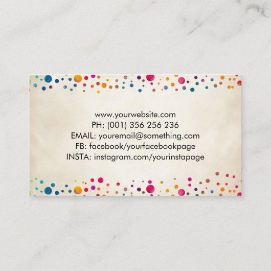 Kleurrijke kunstschildpad voor kunstschildpad visitekaartje (Achterkant)