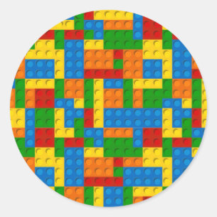 kleurrijke kunststofblokken ronde sticker
