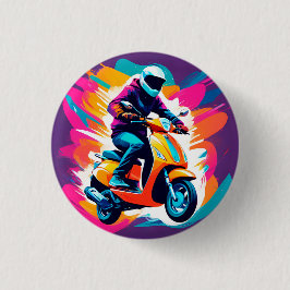 Kleurrijke kunstuitbeelding van een persoon die ri ronde button 3,2 cm