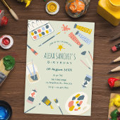 Kleurrijke kunstverf borstel verjaardag kaart