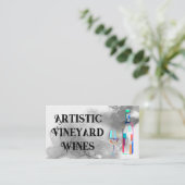 Kleurrijke kunstwijn Fles en glaswerk Visitekaartje (Staand voorkant)