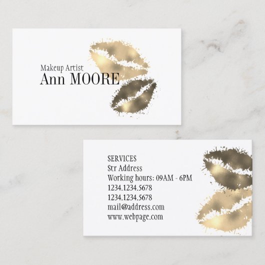 Kleurrijke kus goudslijm visitekaartje (Voorkant / Achterkant)