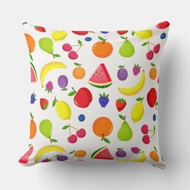 Kleurrijke Kussen met Zomerfruit en Bessen (Voorkant)