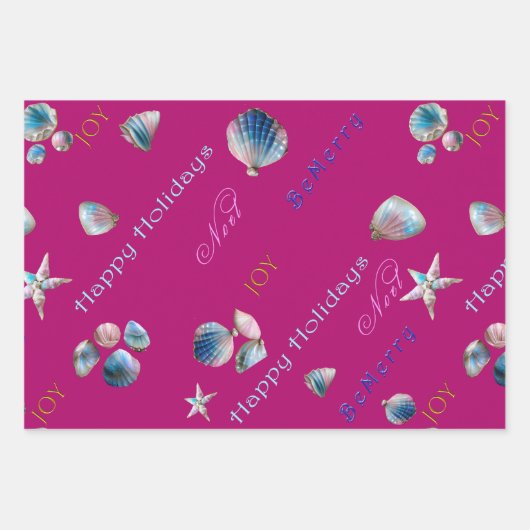 Kleurrijke Kust Roze, Blauw en Groene Kerstmis Inpakpapier Vel (Voorkant 2)