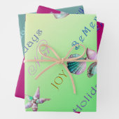 Kleurrijke Kust Roze, Blauw en Groene Kerstmis Inpakpapier Vel (In situ)