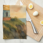 Kleurrijke Kust Vuurtoren Keukenhanddoek (Quarter Fold)