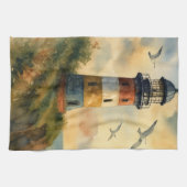 Kleurrijke Kust Vuurtoren Keukenhanddoek (Horizontaal)