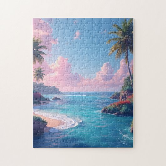 Kleurrijke kustinham ochtend legpuzzel (Verticaal)