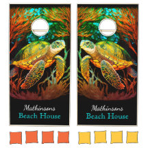 Kleurrijke Kustkust Nautisch Strand Zee Schildpad 