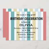 Kleurrijke kuststrook van Birthday Kaart (Voorkant / Achterkant)