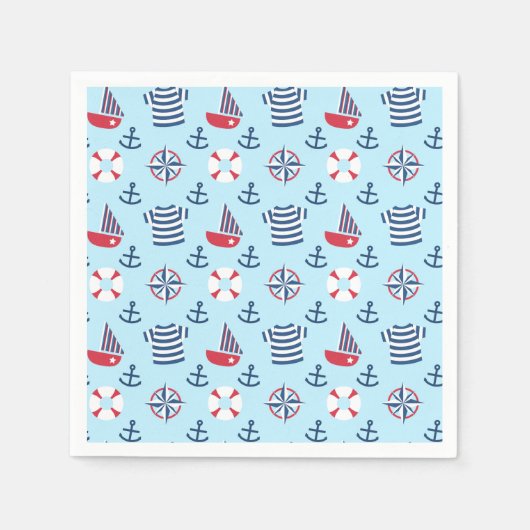Kleurrijke kustvaart Anchor Nautical Party Servetten (Voorkant)
