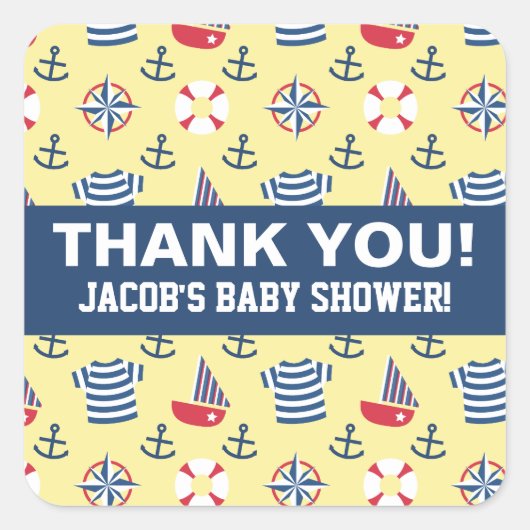 Kleurrijke kustvaart Anchor Nautical Party Vierkante Sticker (Voorkant)