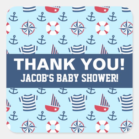 Kleurrijke kustvaart Anchor Nautical Party Vierkante Sticker (Voorkant)