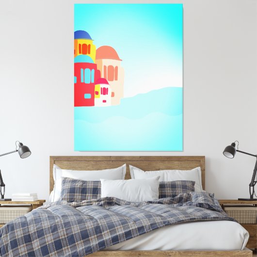Kleurrijke kustvlucht canvas afdruk (Insitu (Slaapkamer))