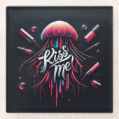 Kleurrijke kwal illustratie met levendige typog glazen onderzetter (Voorkant)