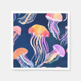 Kleurrijke kwal | Oceandier aquarel Servet