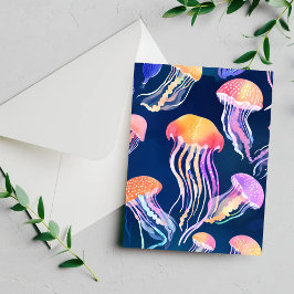 Kleurrijke kwal | Oceandier Watercolor Kaart