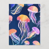 kleurrijke kwal | Waterverf van zeedieren Briefkaart (Voorkant)
