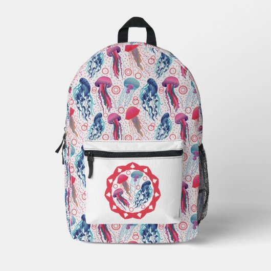 Kleurrijke kwallen bedrukte rugzak (Voorkant)