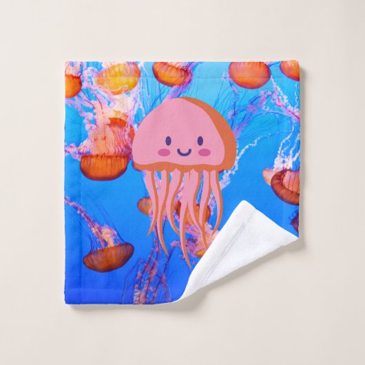 kleurrijke kwallen tentacles in de oceaan bad handdoek (Wasdoekje)