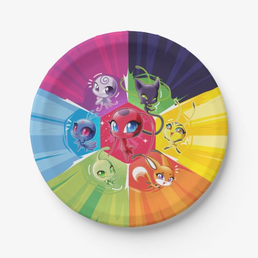 Kleurrijke Kwamis Papieren Bordje (Voorkant)