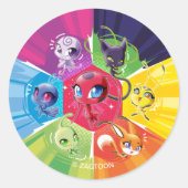 Kleurrijke Kwamis Ronde Sticker (Voorkant)