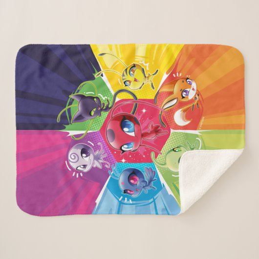 Kleurrijke Kwamis Sherpa Deken (Voorkant (horizontaal))