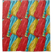 Kleurrijke kwastjes douchegordijn (Voorkant)