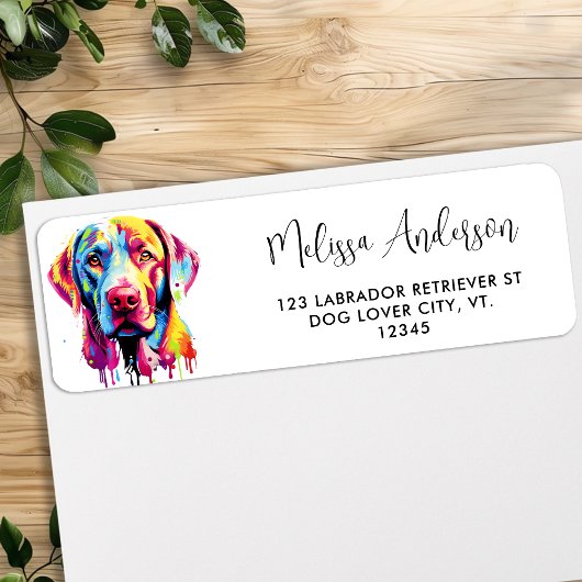 Kleurrijke Labrador Retriever Dog Retouradres Etiket