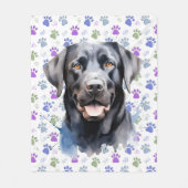 Kleurrijke Labrador Retriever Hondenliefhebber Paw Fleece Deken (Voorkant)