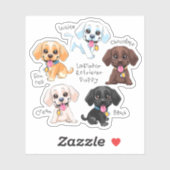 Kleurrijke Labrador Retriever Puppy Pack, Schattig Sticker (Vel)