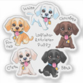Kleurrijke Labrador Retriever Puppy Pack, Schattig Sticker (Voorkant)