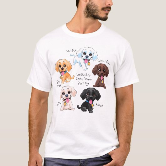 Kleurrijke Labrador Retriever Puppy Pack, Schattig T-shirt (Voorkant)