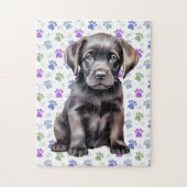 Kleurrijke Labrador Retriever Puppy Paw Prints Legpuzzel (Verticaal)