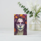 Kleurrijke Lace Sugar Schedel Portret Visitekaartje (Staand voorkant)
